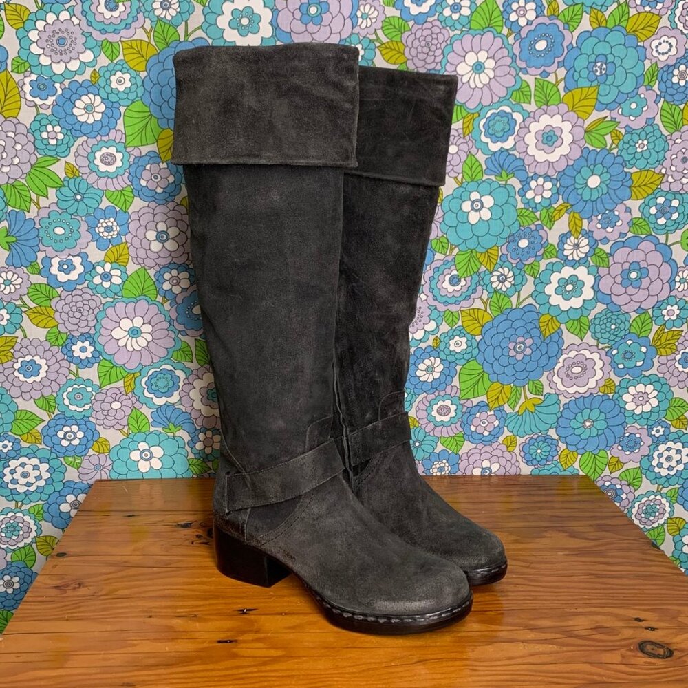 Costume National Tall Cuffed Suede Boots Size 39.5 (US 8.5)